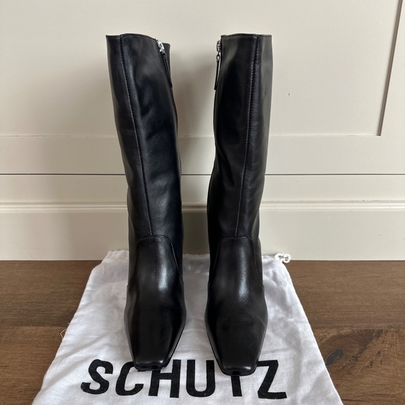 Schutz Camille Bootie Heeled Calf Boot Anthropologie Black Women's Size 8 NEW - Picture 4 of 10